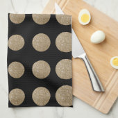 minimalistische meetkundige zwarte goudpolka - sti theedoek (Quarter Fold)