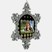 minimalistische meetkundige zwarte goudpolka - sti tin sneeuwvlok ornament (Links)