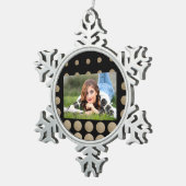 minimalistische meetkundige zwarte goudpolka - sti tin sneeuwvlok ornament (Rechts)