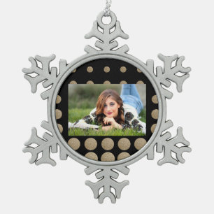 minimalistische meetkundige zwarte goudpolka - sti tin sneeuwvlok ornament