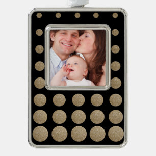 minimalistische meetkundige zwarte goudpolka - sti verzilverd omlijst ornament