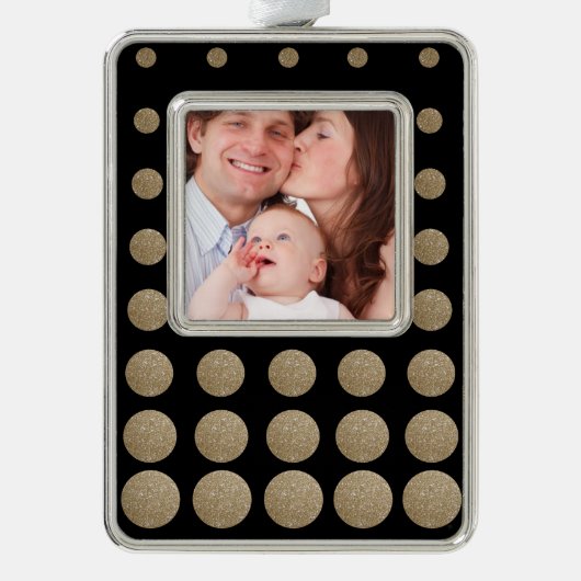 minimalistische meetkundige zwarte goudpolka - sti verzilverd omlijst ornament (Voorkant)