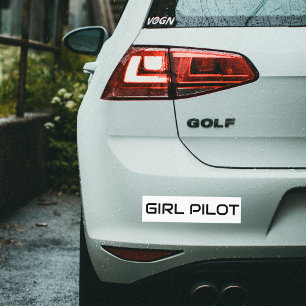 Minimalistische MEISJE PILOT Typografie, Eenvoudig Bumpersticker