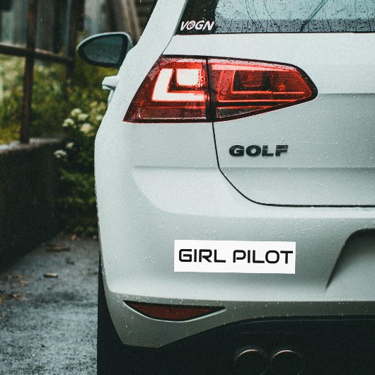 Minimalistische MEISJE PILOT Typografie, Eenvoudig Bumpersticker