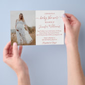 Minimalistische Meisje Roze baby shower Fotouitnod Flyer (Hand)