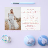 Minimalistische Meisje Roze baby shower Fotouitnod Flyer (Enkel)