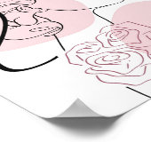 Minimalistische Meisje Rozen Vrouwen Modern Stijlv Poster (Hoek)