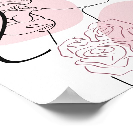 Minimalistische Meisje Rozen Vrouwen Modern Stijlv Poster (Hoek)