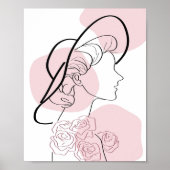 Minimalistische Meisje Rozen Vrouwen Modern Stijlv Poster (Voorkant)