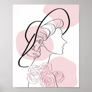 Minimalistische Meisje Rozen Vrouwen Modern Stijlv Poster