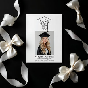 Minimalistische Meisjesachtige Baret en Foto Afstu Kaart