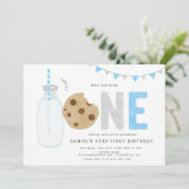 Minimalistische Melk en Koekjes Eerste verjaardag Kaart (Staand voorkant)