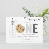 Minimalistische Melk en Koekjes Eerste verjaardag Kaart (Staand voorkant)