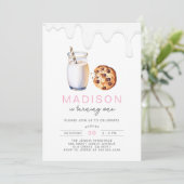 Minimalistische melk en koekjes roze meisje verjaa kaart (Staand voorkant)