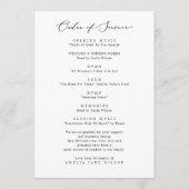 Minimalistische Memorial begrafenis Orde van Servi Programmakaart (Achterkant)