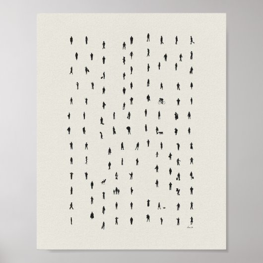 Minimalistische menigte van mensen Silhouette Art Poster (Voorkant)