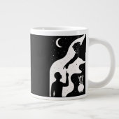 Minimalistische mens die zich verbindt met God en Grote Koffiekop (Rechts)