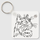 Minimalistische Meow Cat Sleutelhanger (Voorkant)
