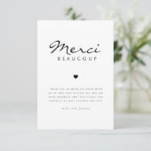 Minimalistische Merci Beaucoup Franse Bruiloftsbor Bedankkaart (Staand voorkant)