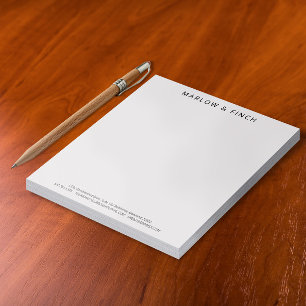 Minimalistische merknaam en contactgegevens notitieblok