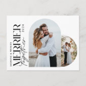 Minimalistische Merrier Samen Trouwen Kerstmis Feestdagenkaart (Voorkant)