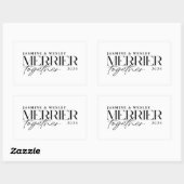 Minimalistische Merrier Together Wedding Kerst Rechthoekige Sticker (Vel)
