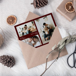 Minimalistische Merry & Bright Holiday 3-fotokaart Feestdagenkaart