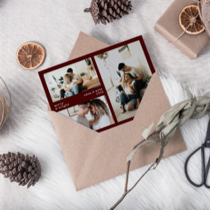 Minimalistische Merry & Bright Holiday 3-fotokaart Feestdagenkaart