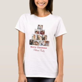 Minimalistische Merry Christmas Photo Collage T-sh T-shirt