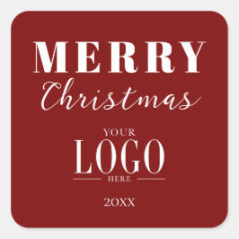 Minimalistische Merry Christmas Rood Wit Bedrijfsl Vierkante Sticker