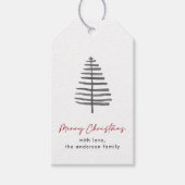 Minimalistische Merry Christmas Scandi Tree Gift L Cadeaulabel (Voorkant)