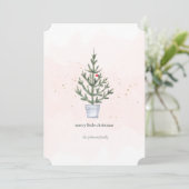 Minimalistische Merry Little Christmas Tree Waterv Feestdagenkaart (Staand voorkant)