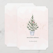 Minimalistische Merry Little Christmas Tree Waterv Feestdagenkaart (Voorkant / Achterkant)