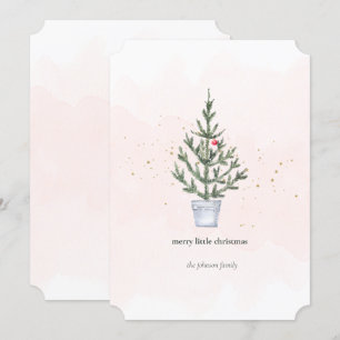 Minimalistische Merry Little Christmas Tree Waterv Feestdagenkaart