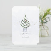 Minimalistische Merry Little Christmas Tree Waterv Feestdagenkaart (Staand voorkant)