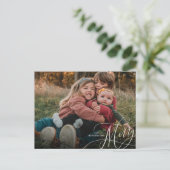 Minimalistische Merry Script vakantiefoto Briefkaart (Staand voorkant)