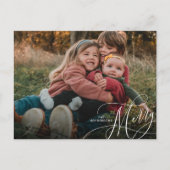 Minimalistische Merry Script vakantiefoto Briefkaart (Voorkant)