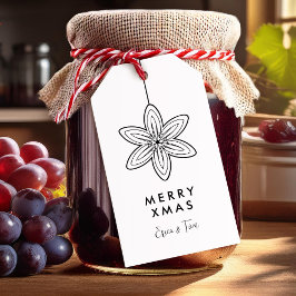Minimalistische Merry Xmas moderne bloemen Cadeaulabel
