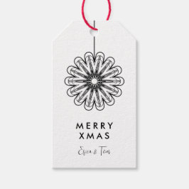 Minimalistische Merry Xmas moderne bloemen Cadeaulabel