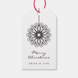 Minimalistische Merry Xmas moderne bloemen Cadeaulabel