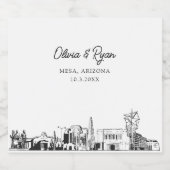 Minimalistische Mesa Arizona bruiloft op maat Likeurfles Etiket (Enkel label)
