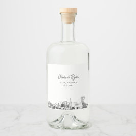 Minimalistische Mesa Arizona bruiloft op maat Likeurfles Etiket