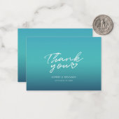 Minimalistische met de hand geletterde blauwe brui notitiekaartje (Voorkant / Achterkant in situ)