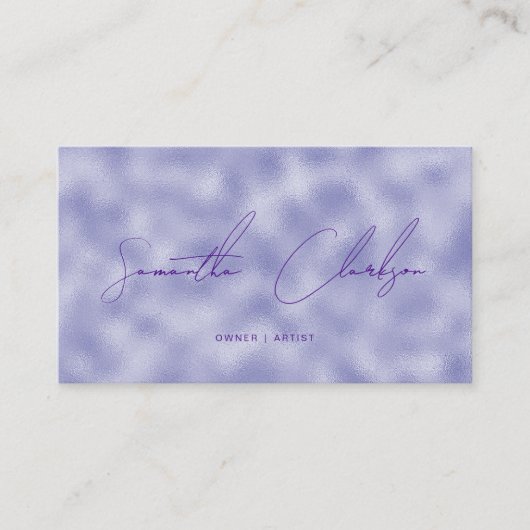 Minimalistische met de hand geletterde Paarse Foli Visitekaartje (Voorkant)