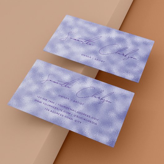 Minimalistische met de hand geletterde Paarse Foli Visitekaartje