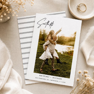 Minimalistische met de hand geschreven foto save the date