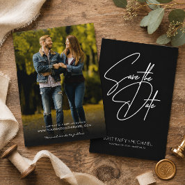 Minimalistische met de hand geschreven zwart save the date