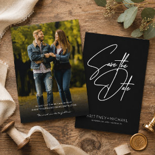 Minimalistische met de hand geschreven zwart save the date