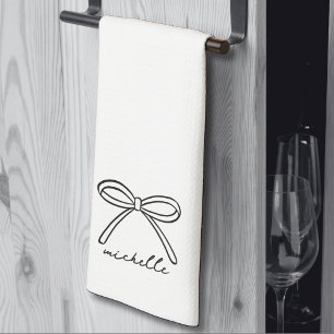 Minimalistische met de hand getekende boognaam theedoek