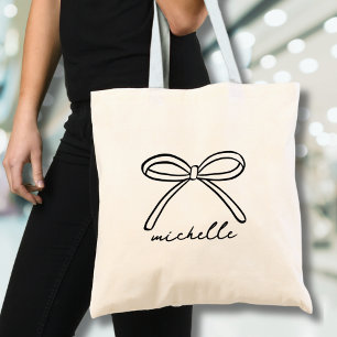 Minimalistische met de hand getekende boognaam tote bag